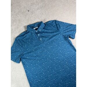 Fore Fathers Mens L Beer All Over Print Golf Polo Shirt Teal Blue S/S Tour FF